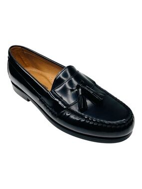 Johnston & Murphy Classic Black Leather Hayes Tassel Loafers for Men 9M